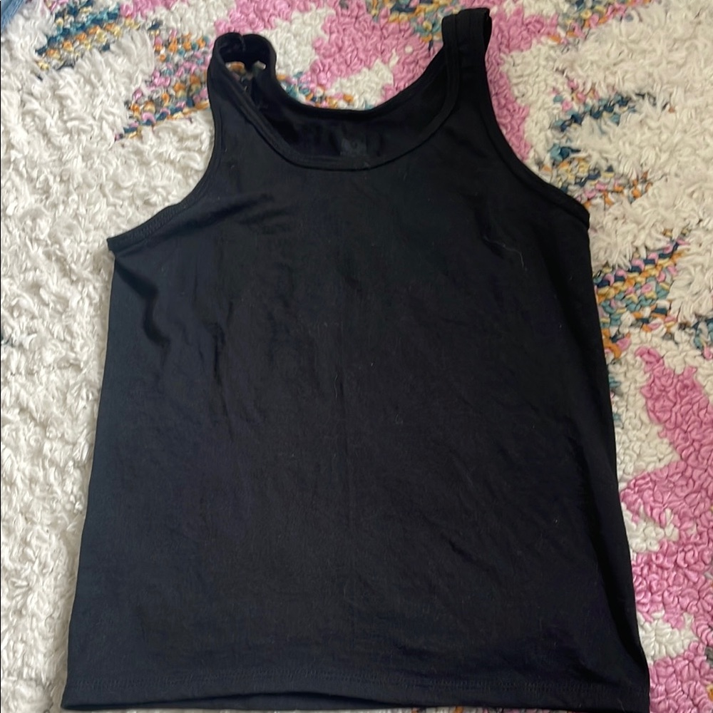 Fruit of the Loom Black Fitted Sleeveless Tank Top